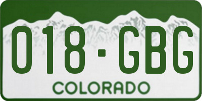 CO license plate 018GBG