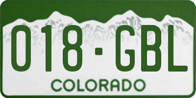 CO license plate 018GBL