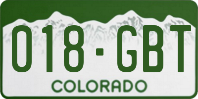 CO license plate 018GBT