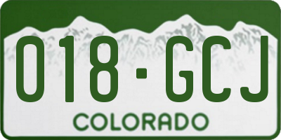 CO license plate 018GCJ