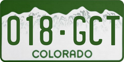 CO license plate 018GCT