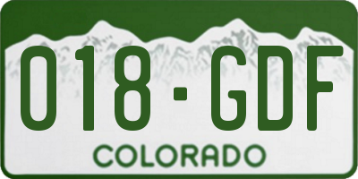 CO license plate 018GDF