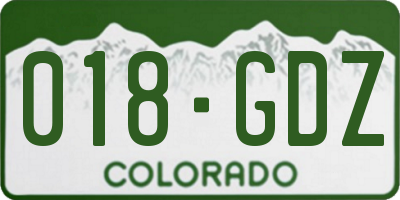 CO license plate 018GDZ