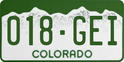 CO license plate 018GEI