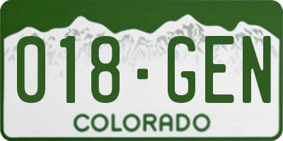 CO license plate 018GEN