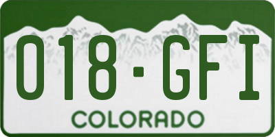 CO license plate 018GFI