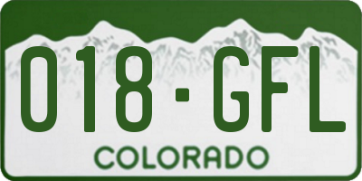 CO license plate 018GFL