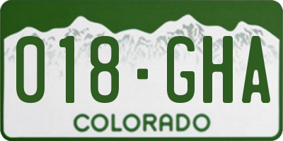 CO license plate 018GHA