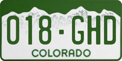 CO license plate 018GHD