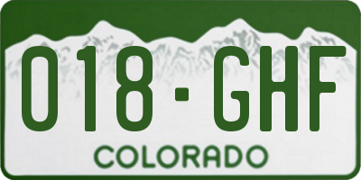 CO license plate 018GHF