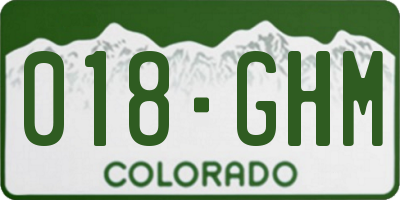 CO license plate 018GHM