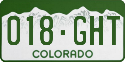 CO license plate 018GHT