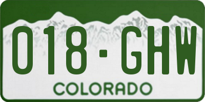 CO license plate 018GHW