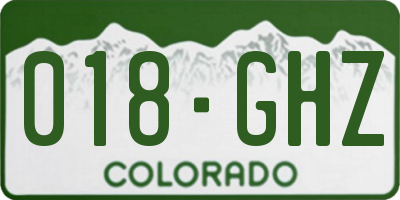 CO license plate 018GHZ