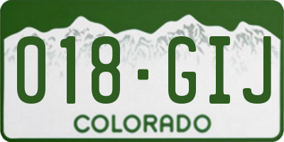 CO license plate 018GIJ