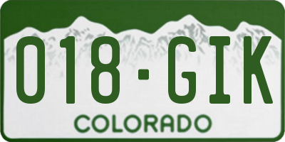 CO license plate 018GIK