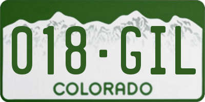 CO license plate 018GIL