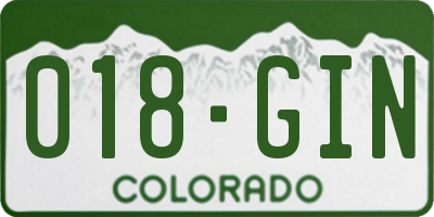 CO license plate 018GIN