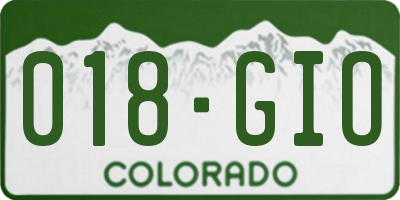 CO license plate 018GIO
