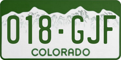 CO license plate 018GJF