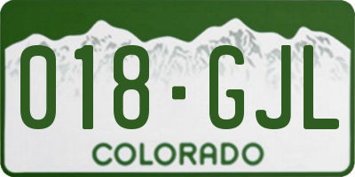 CO license plate 018GJL