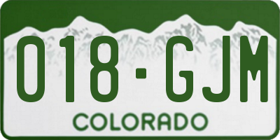 CO license plate 018GJM