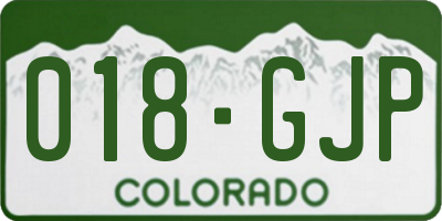 CO license plate 018GJP