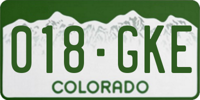 CO license plate 018GKE