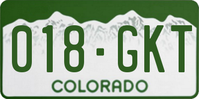 CO license plate 018GKT