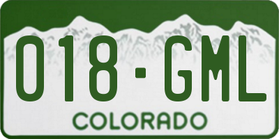 CO license plate 018GML