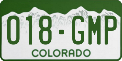 CO license plate 018GMP