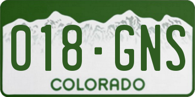 CO license plate 018GNS