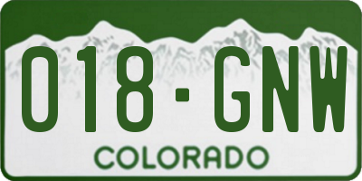 CO license plate 018GNW