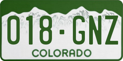 CO license plate 018GNZ