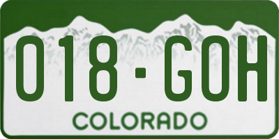 CO license plate 018GOH