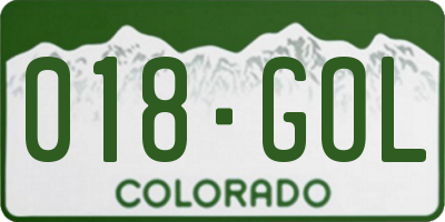 CO license plate 018GOL