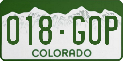 CO license plate 018GOP