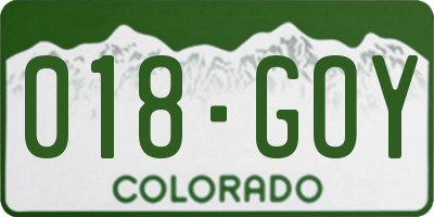CO license plate 018GOY