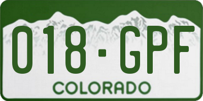 CO license plate 018GPF