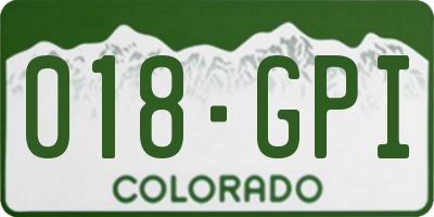 CO license plate 018GPI