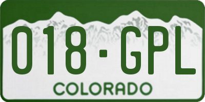 CO license plate 018GPL