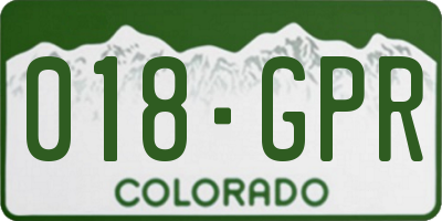 CO license plate 018GPR