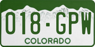 CO license plate 018GPW