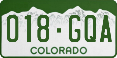 CO license plate 018GQA