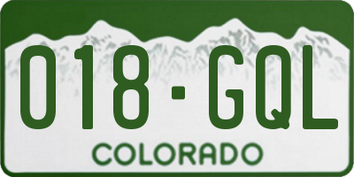 CO license plate 018GQL