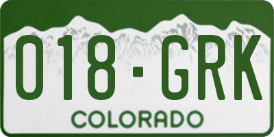 CO license plate 018GRK