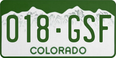 CO license plate 018GSF