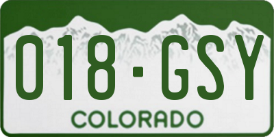 CO license plate 018GSY