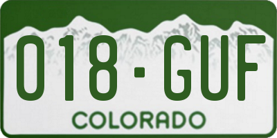 CO license plate 018GUF