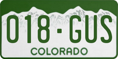 CO license plate 018GUS